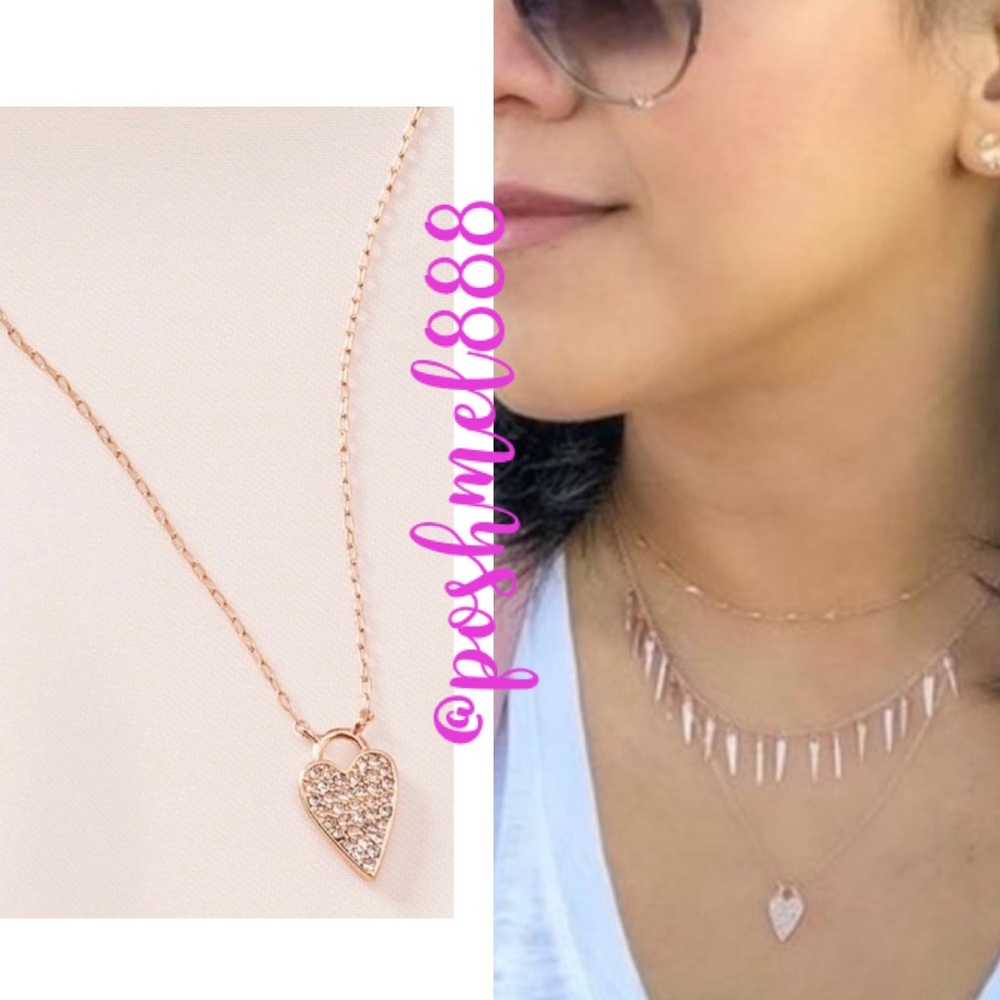 :: Stella & Dot [ROSEGOLD] Delicate Pavé Heart Necklace